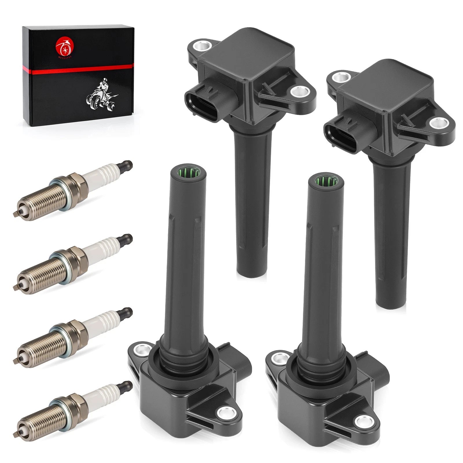 Set of 4 Ignition Coils & Spark Plugs for Yamaha SAT1800 RM1800 SH1800 XBT1800 UX1800
