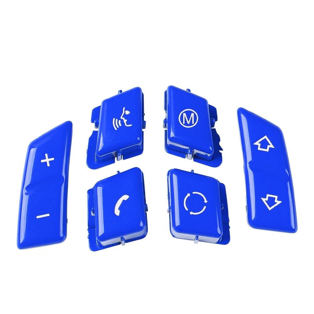 6pcs Blue Steering Wheel Switch Button Cover For BMW M3 E90 E92 E93