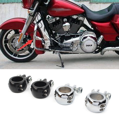 1-1/4" 32mm Engine Crash Bar Highway Foot Peg Mount Clamp Bracket For Harley Blk