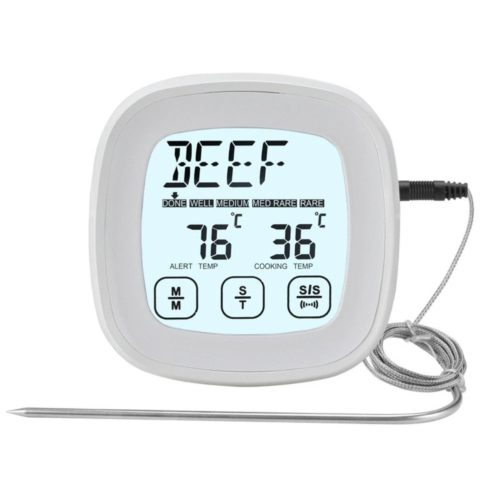 Digital BBQ Thermometer with Touch Screen and Timer for Cooking Meat
