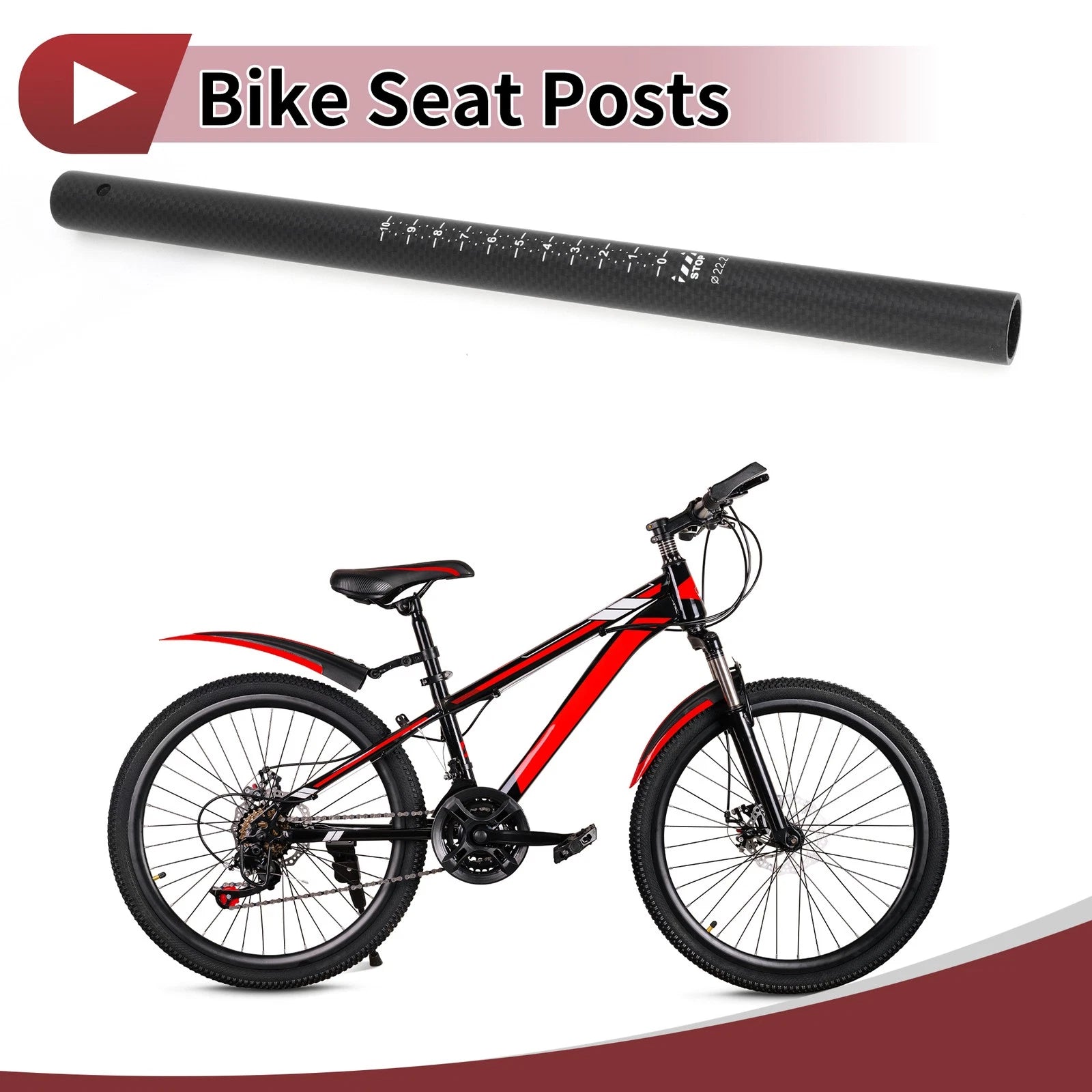 Bike Seat Post 22.2x350mm Durable Saddle Post for Carbon Frame (2000–2026)