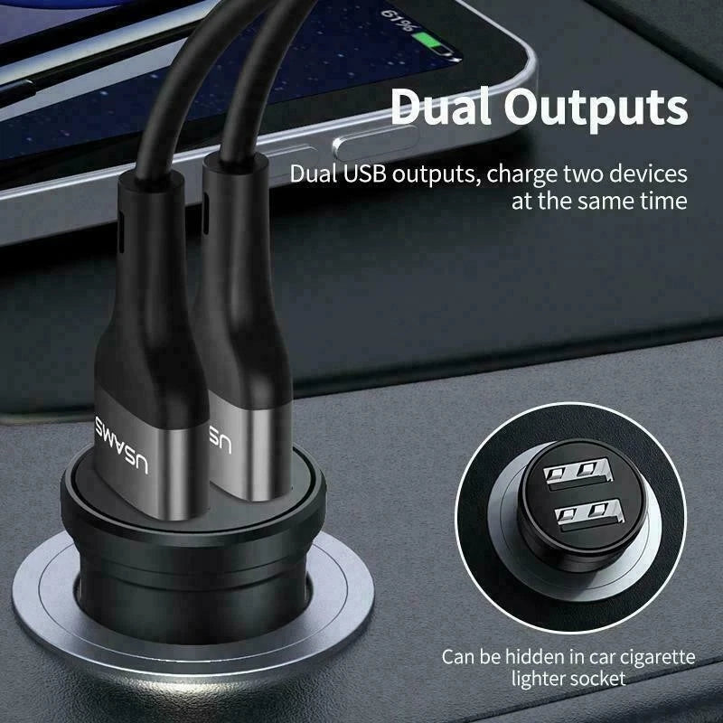 2X USB Dual Socket Car Charger for Compact Car