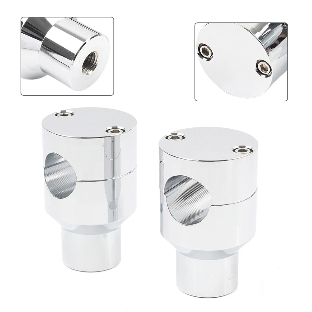 7/8" Handlebar Riser Clamp Mount Kit Chrome for Harley Honda
