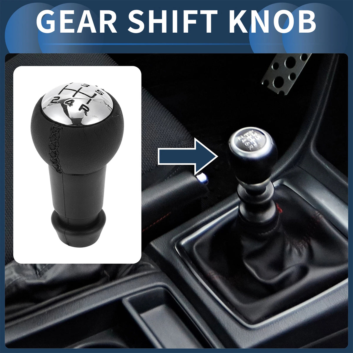 5 Speed Gear Shift Knob No.2403AJ for Citroen C3 (2002–2011) Plastic Leather