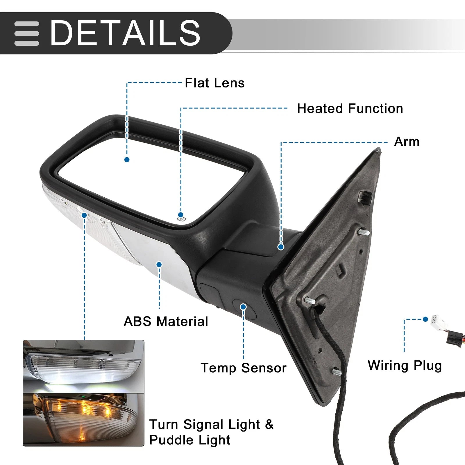 Tow Mirrors for Dodge Ram 1500 with Turn Signal Lights Silver Pair (2002–2008)
