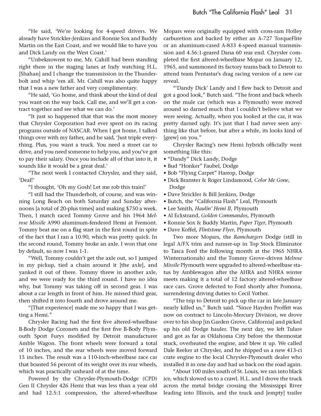 Butch Leal The California Flash NHRA Book