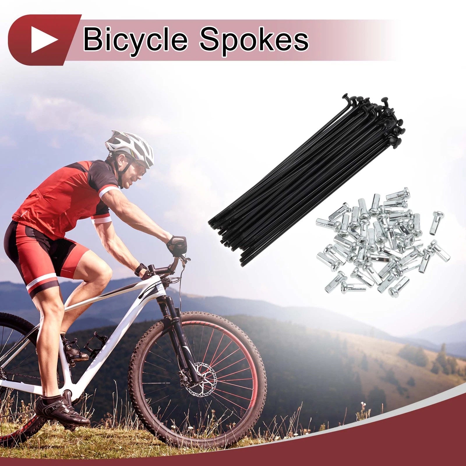 Bicycle Spoke Set 100mm Carbon Steel for 14G Wheel Replacement (38 Pack)