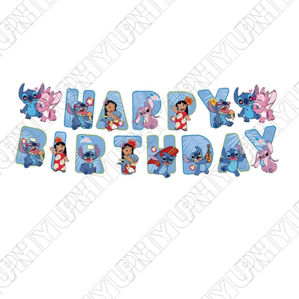 52pcs Stitch Party Tableware Includes Napkins Plates Tablecloth Cup Banner