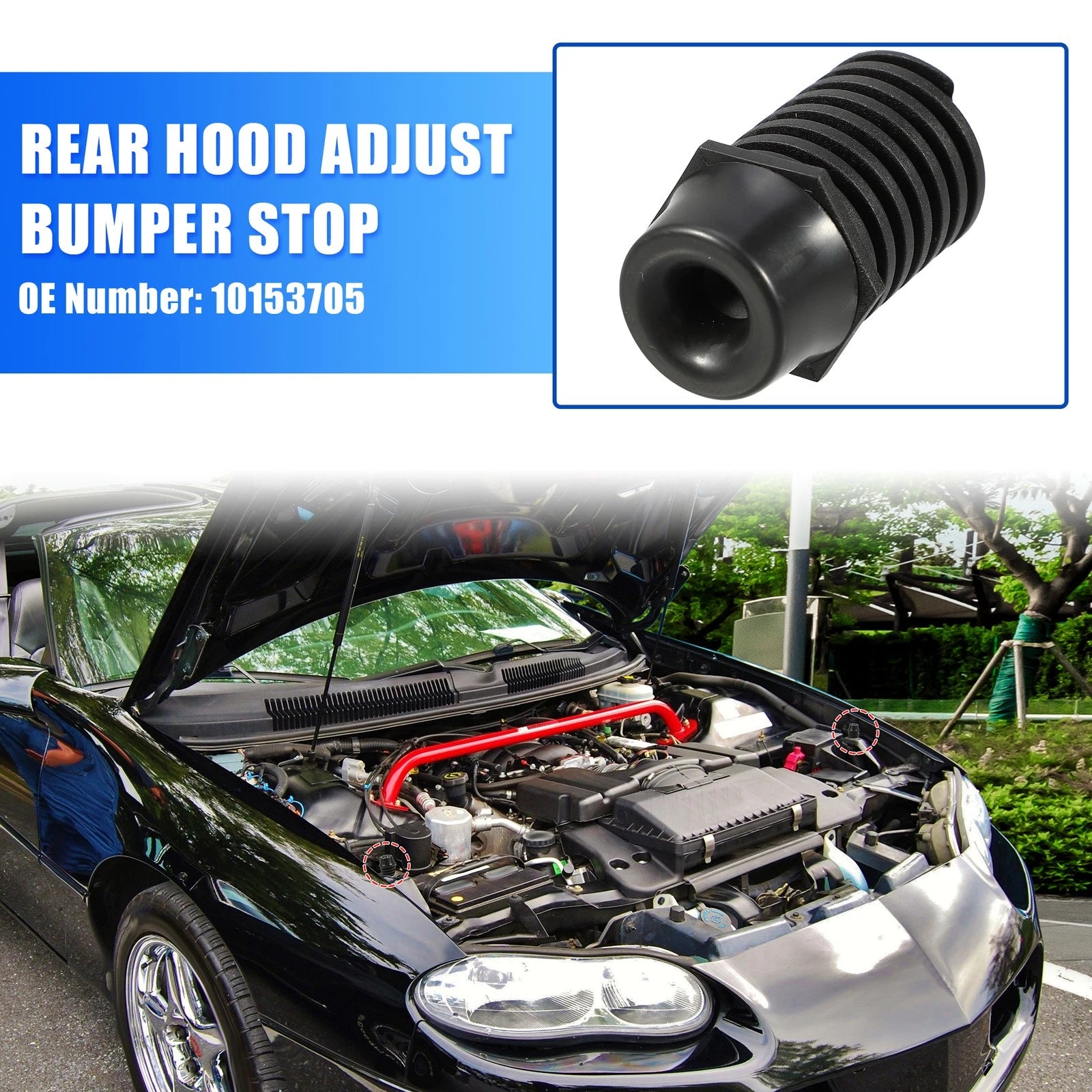 Rear Hood Adjust Bumper Stop with Rubber Cap for Chevrolet Camaro (2010–2015)
