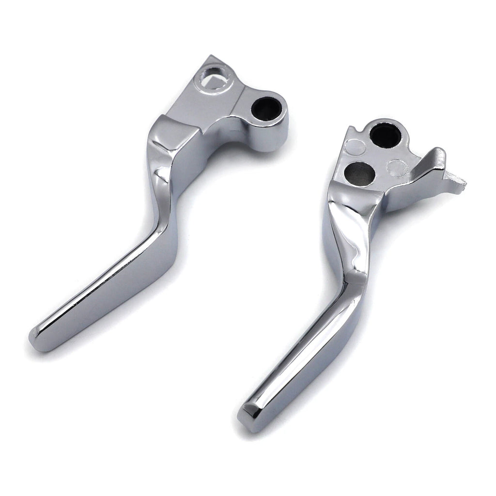 Chrome Smooth Shorty Wide Brake Levers for Harley XL/Dyna/Softail (1996–2014)
