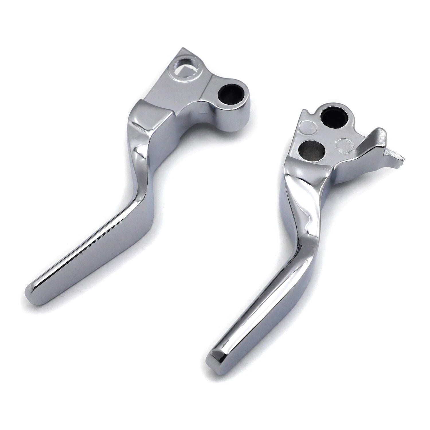 Chrome Smooth Shorty Wide Brake Levers for Harley XL/Dyna/Softail (1996–2014)
