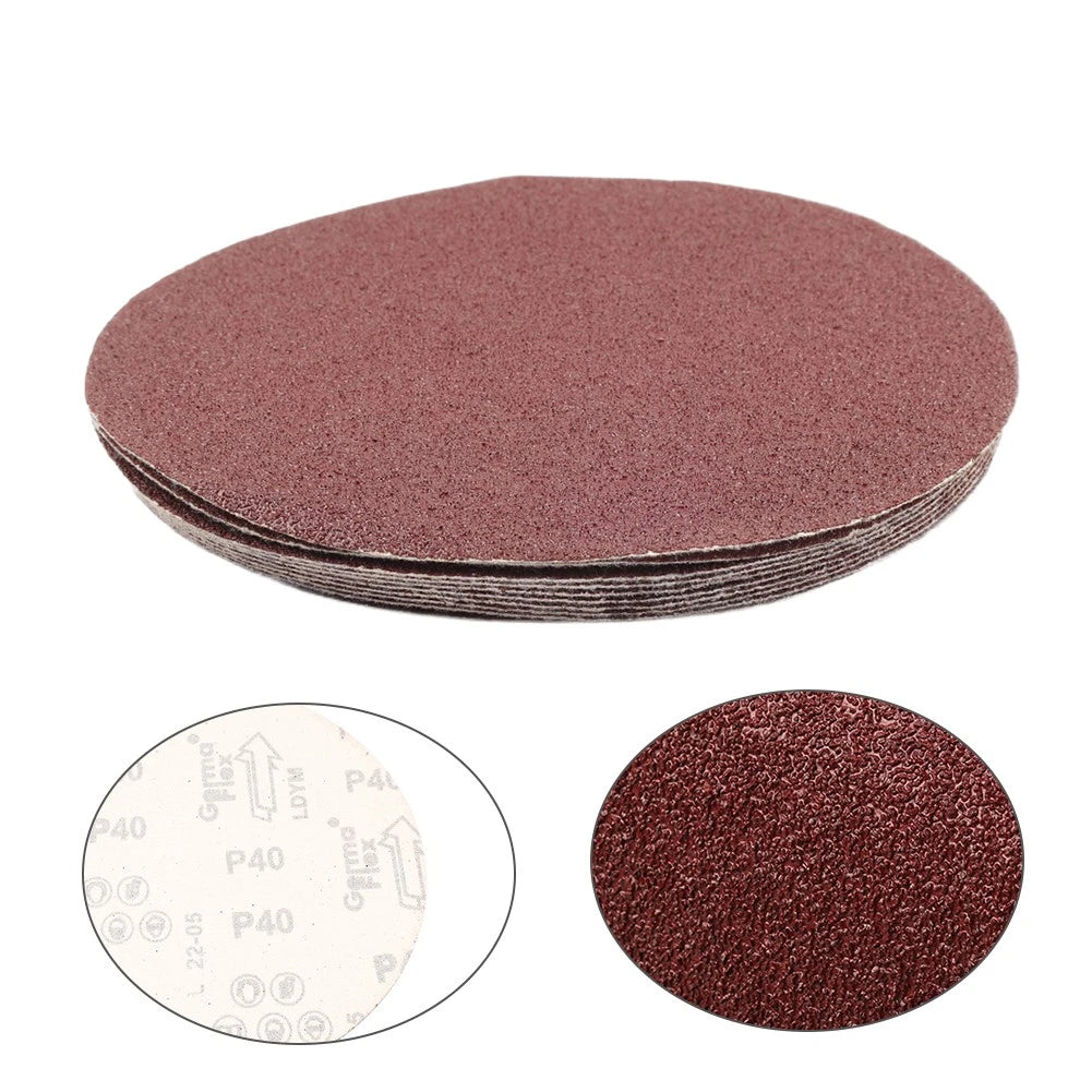 10pcs 7 inch 40~180 Grits Hook and Loop Sanding Disc Flocking Sandpaper Round