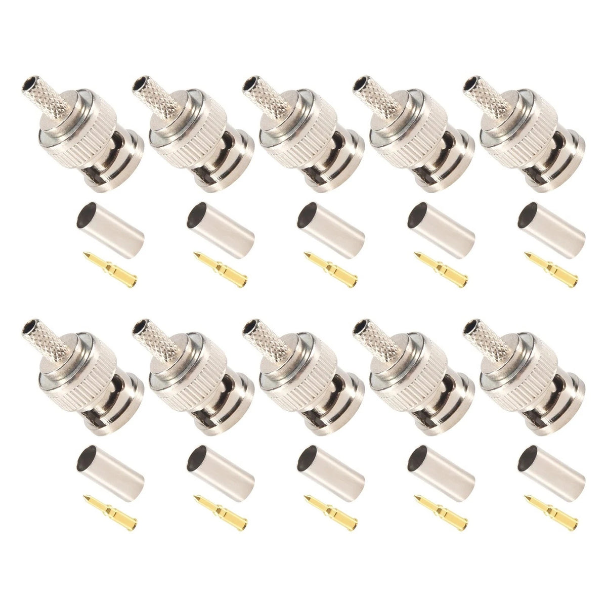 10x BNC Crimp Male Plug for RG58 (Shielded Antenna Feeder)