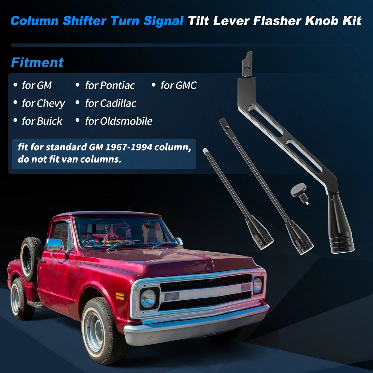 Turn Signal Flasher Knob for Column Shifter Tilt Lever for Chevy GMC (1967–1994)