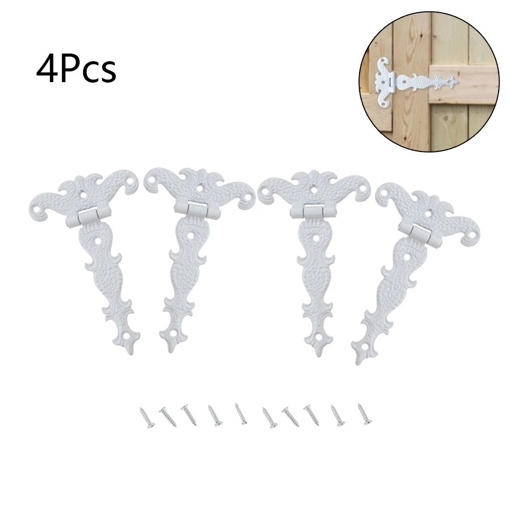 Set of 4 White T-Strap Hinges for Jewelry Chest Toolbox