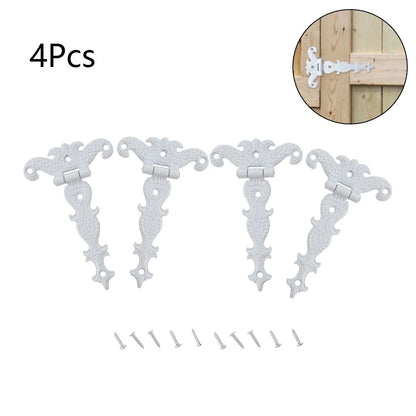 Set of 4 White T-Strap Hinges for Jewelry Chest Toolbox