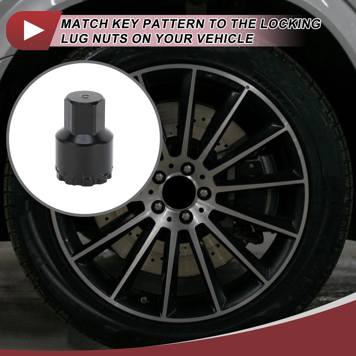Wheel Lock Lug Nut Type C Anti-theft Key Socket for Mercedes Benz GLE450 GLS350 (2016–2021)