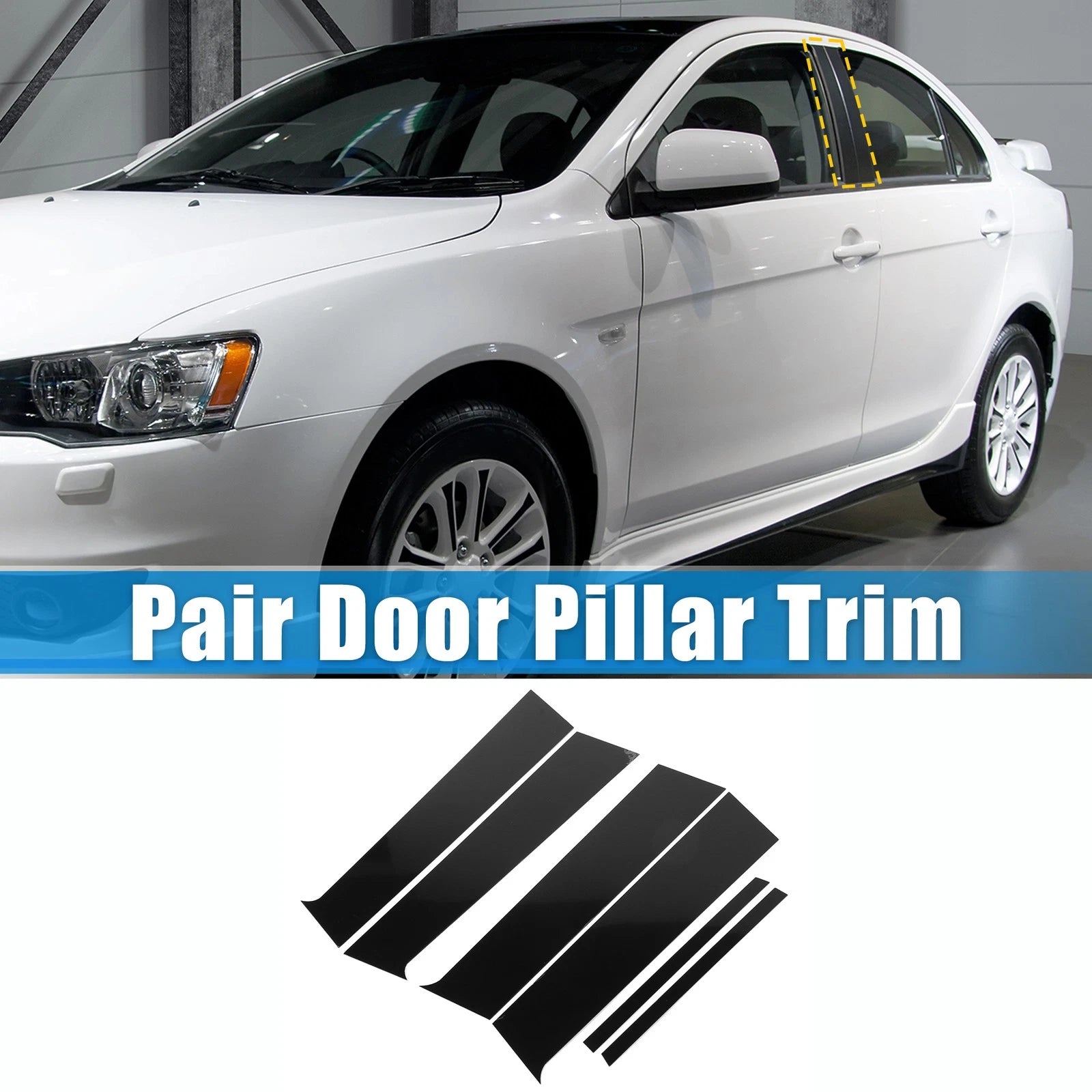 6Pcs Windshield B Pillar Trim Exterior Garnish for Mitsubishi Lancer (2008–2017)