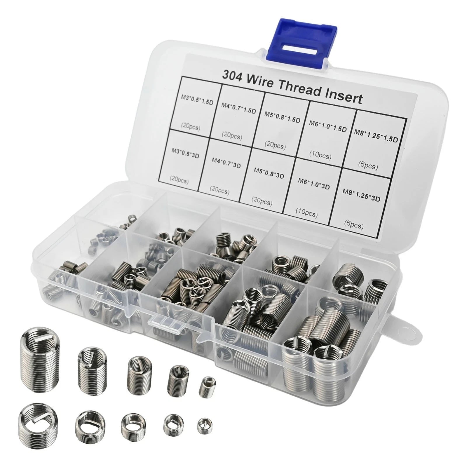 Stainless Steel Insert Kit for M3 M8 (150 Pieces)