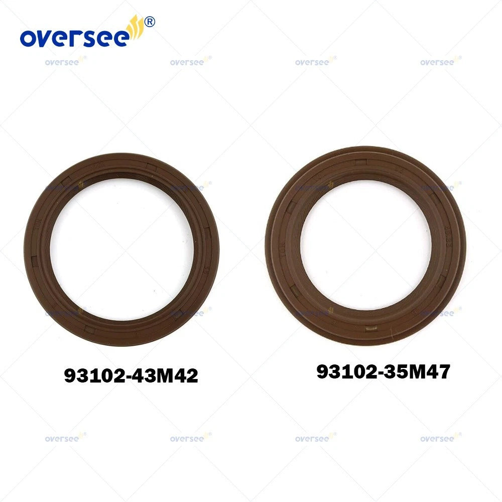 Crankshaft Oil Seal Set of 2 for Yamaha 4T Outboard F 25-50HP (93102-35M47, 93102-43M42)