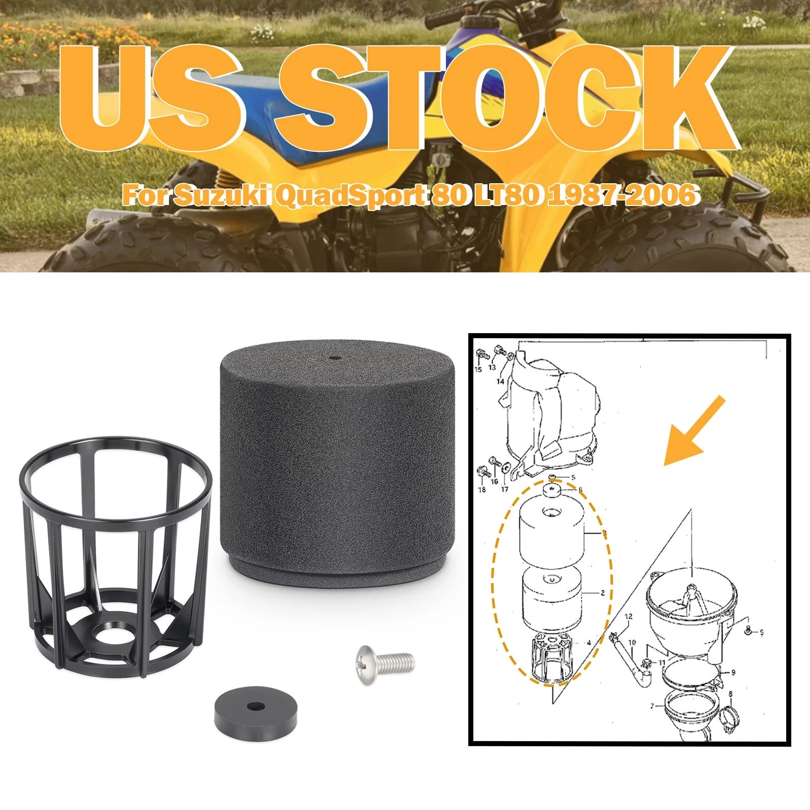 Air Filter Cage Holder for Suzuki LT80 (1987–2006) 13791-40B00 13780-40B00 13784-40B00