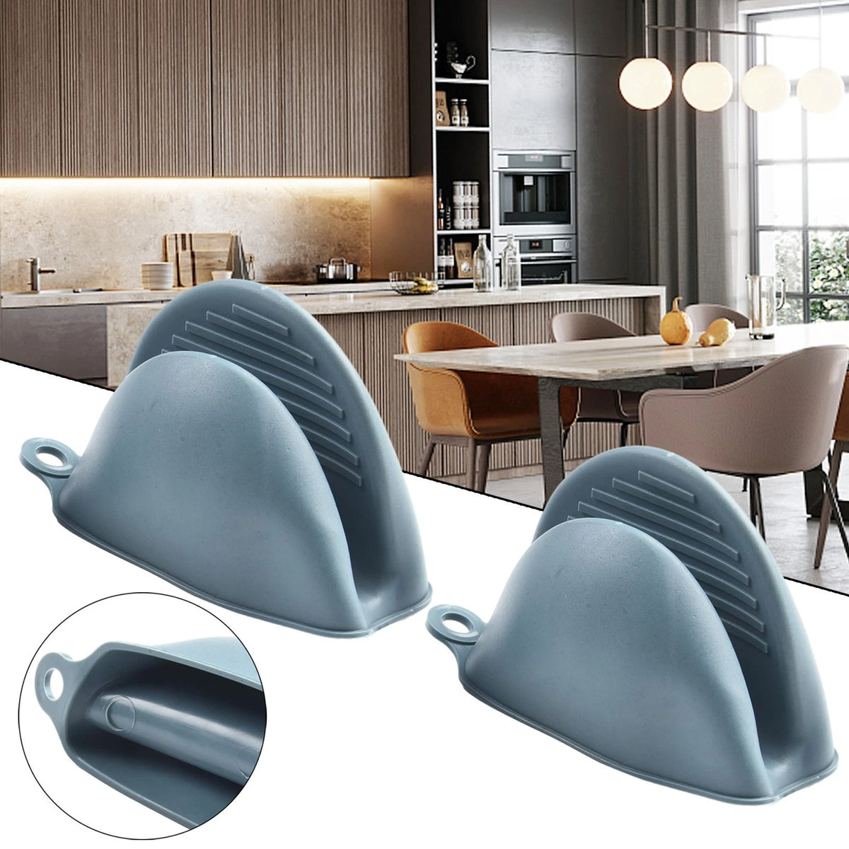 Set of 2 Silicone Heat Resistant Kitchen Gloves for Cooking