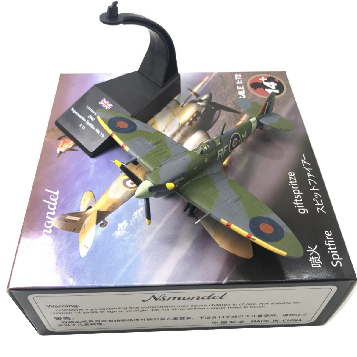 Diecast Spitfire Fighter Model with Stand for WWII Aircraft Collectors