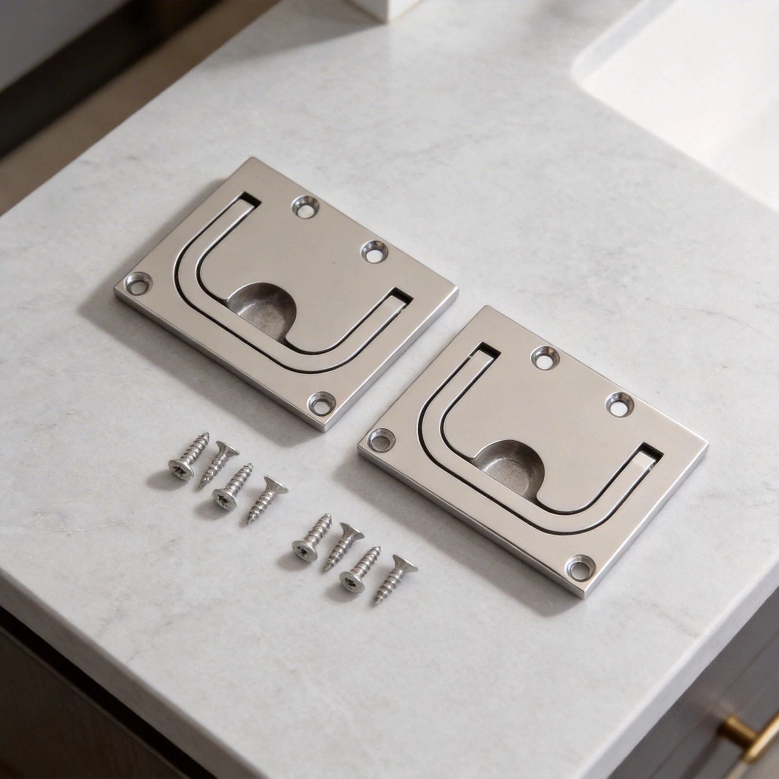 Flush Mount Ring Pull Handle for Boat Deck Hatch and Cabinets