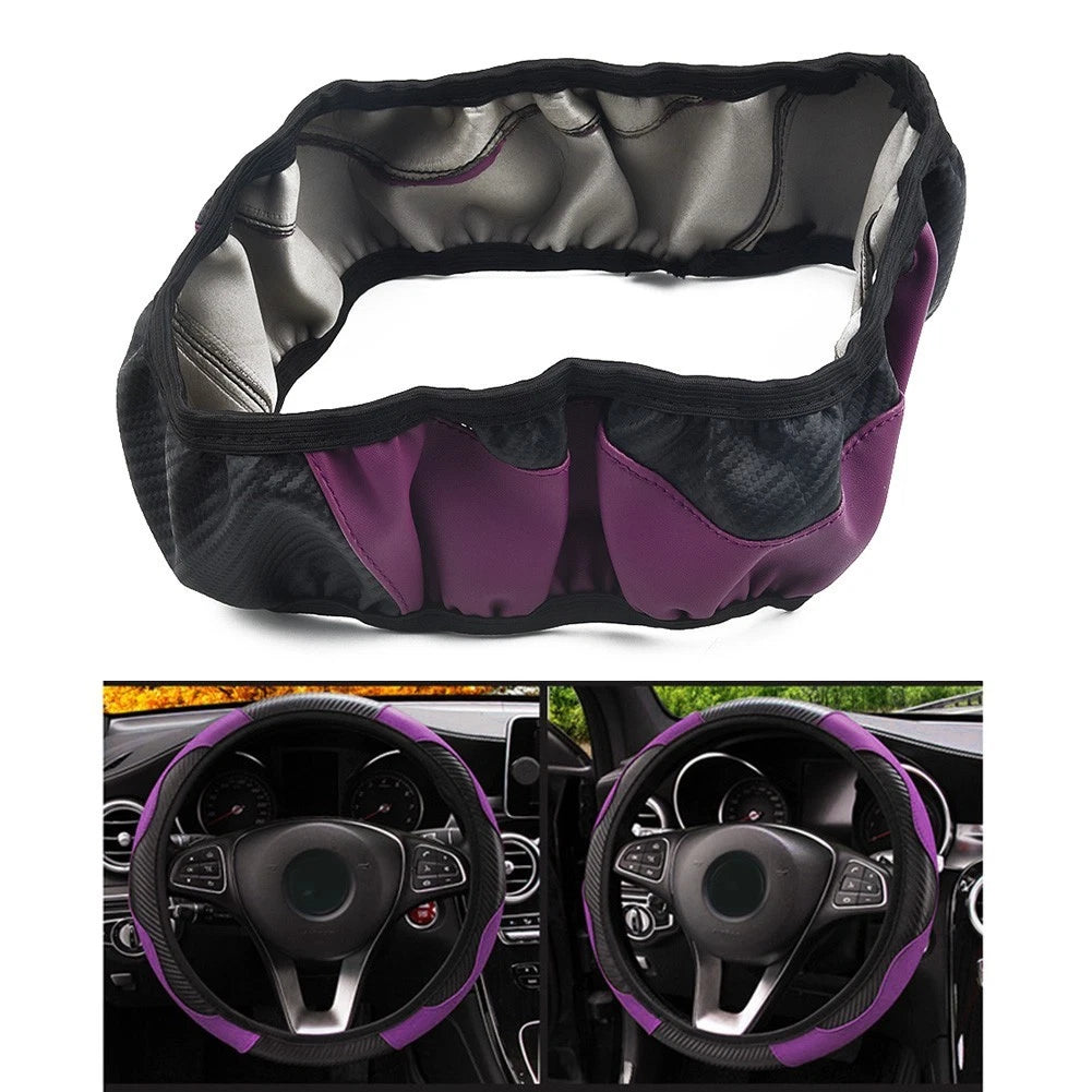 Steering Wheel Cover for - Carbon Fiber Leather