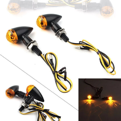 2X LED Mini Amber Turn Signal Indicators for Universal Fit (8MM)