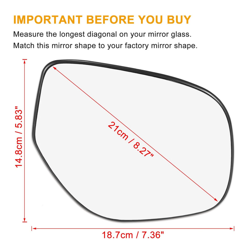 Right Side Heated Mirror Glass with Backing Plate for Mitsubishi Outlander (2014–2023)