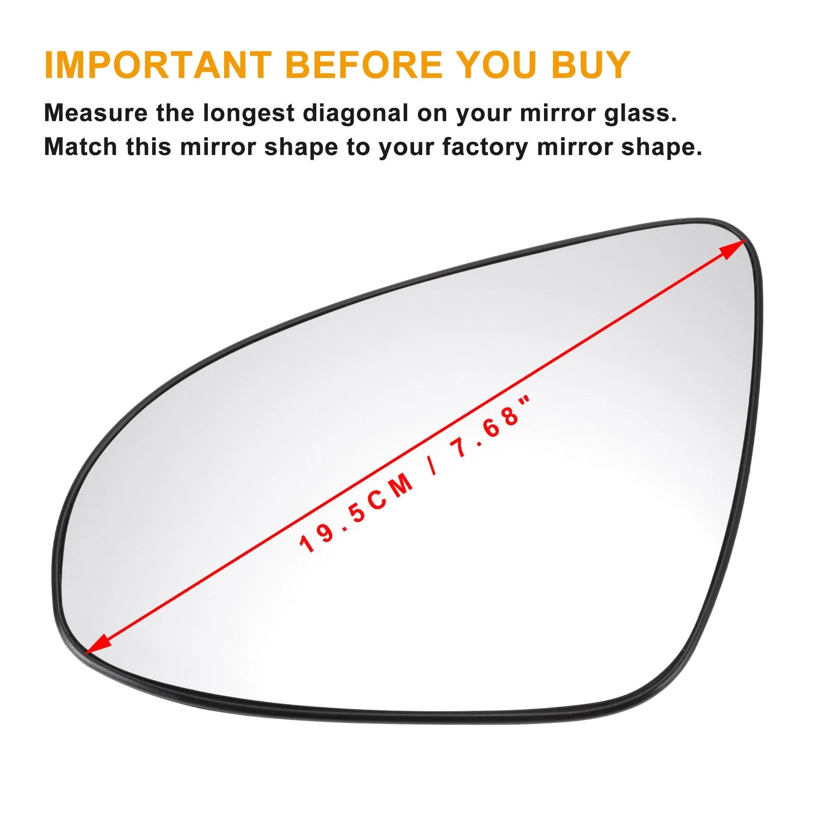 Left Side White Mirror Glass for Peugeot 108 (Non-heated)