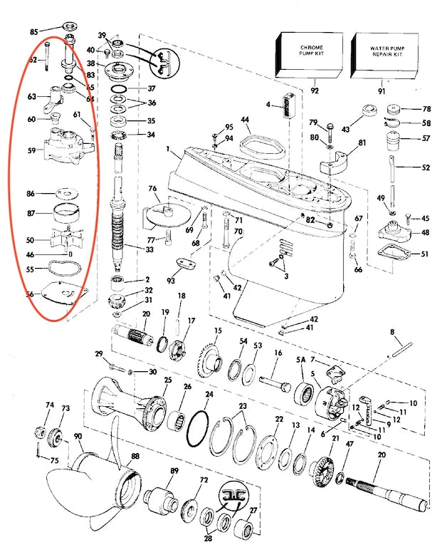 Water Pump Repair Kit for Evinrude Johnson Outboard (439077, 396933, 390770, 18-3399)