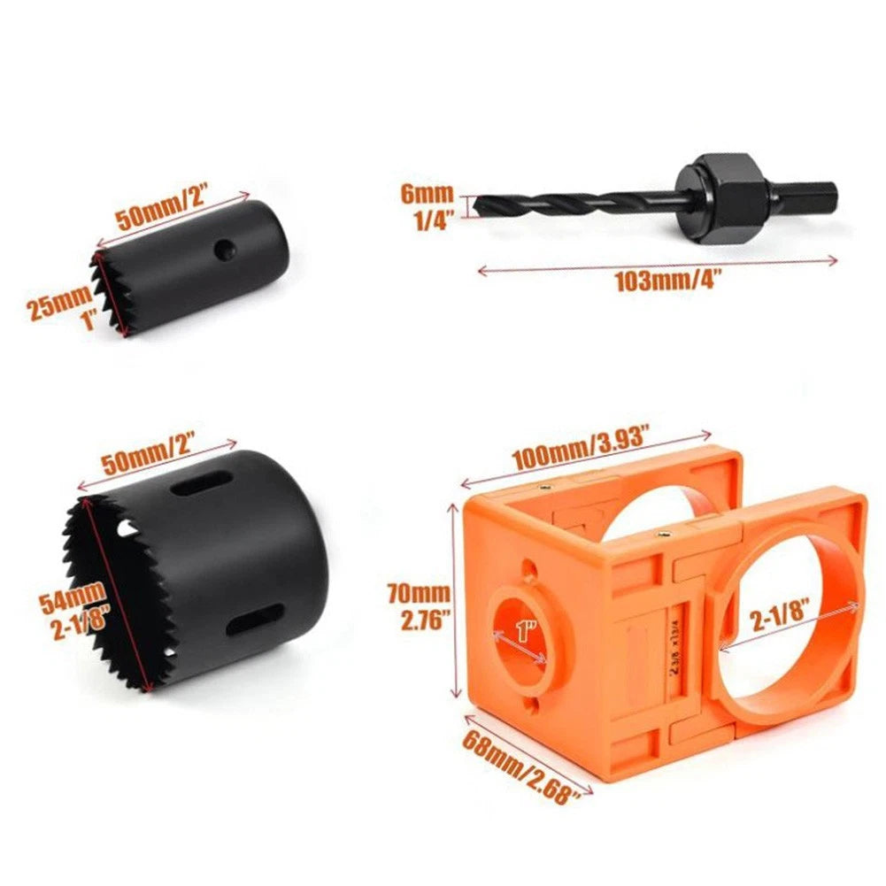 Door Lock Installation Kit for Wood Doors with Guide Template and Drill Bit
