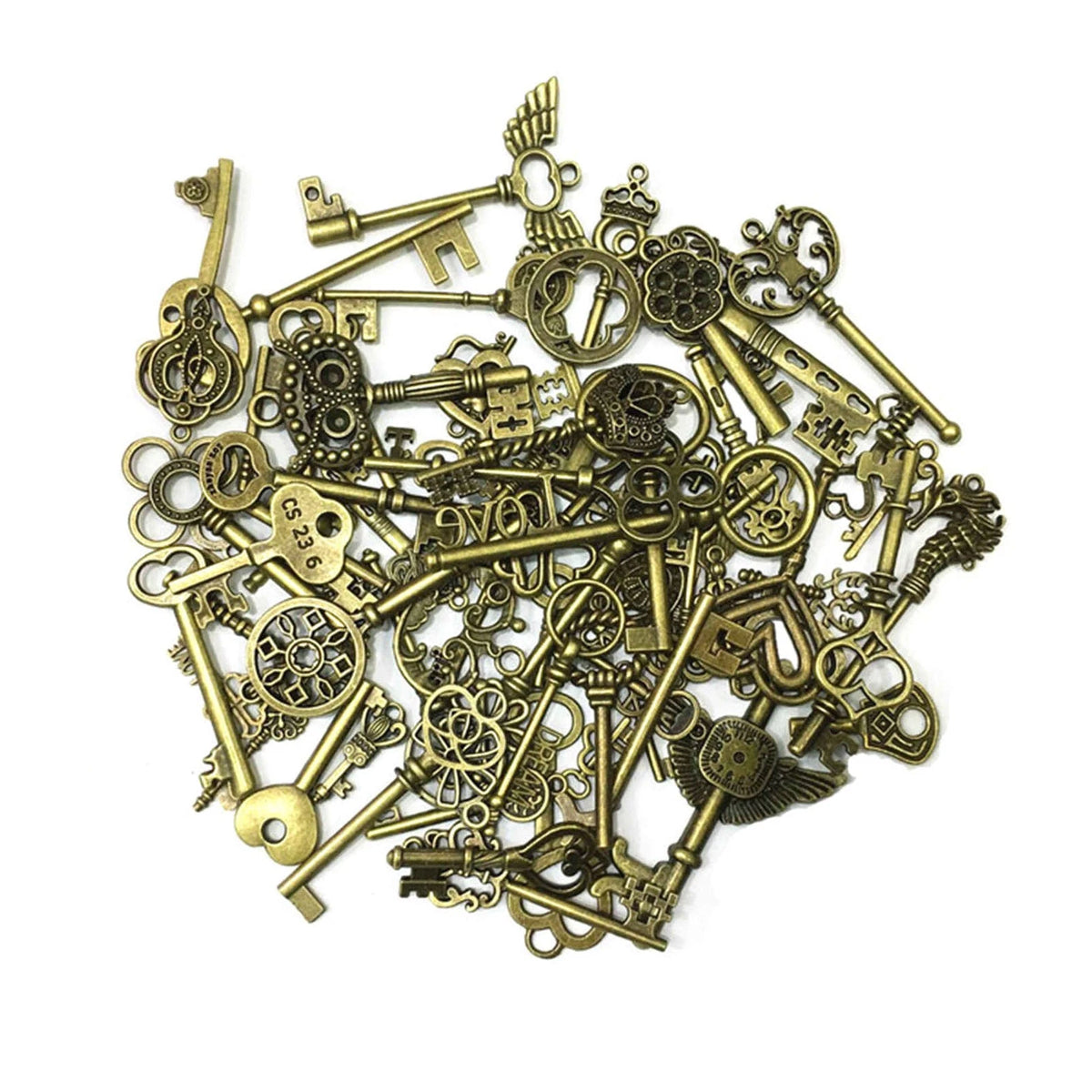 69PCS Vintage Skeleton Keys Set - Unique Shapes, Heart & Crown Design