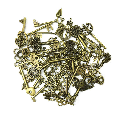 69PCS Vintage Skeleton Keys Set - Unique Shapes, Heart & Crown Design