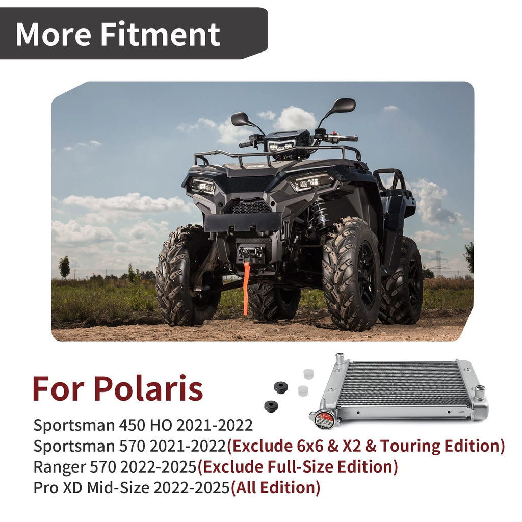 Set of 2 Radiator & Mount Bushing for Polaris Sportsman 450 HO (2021–2022)