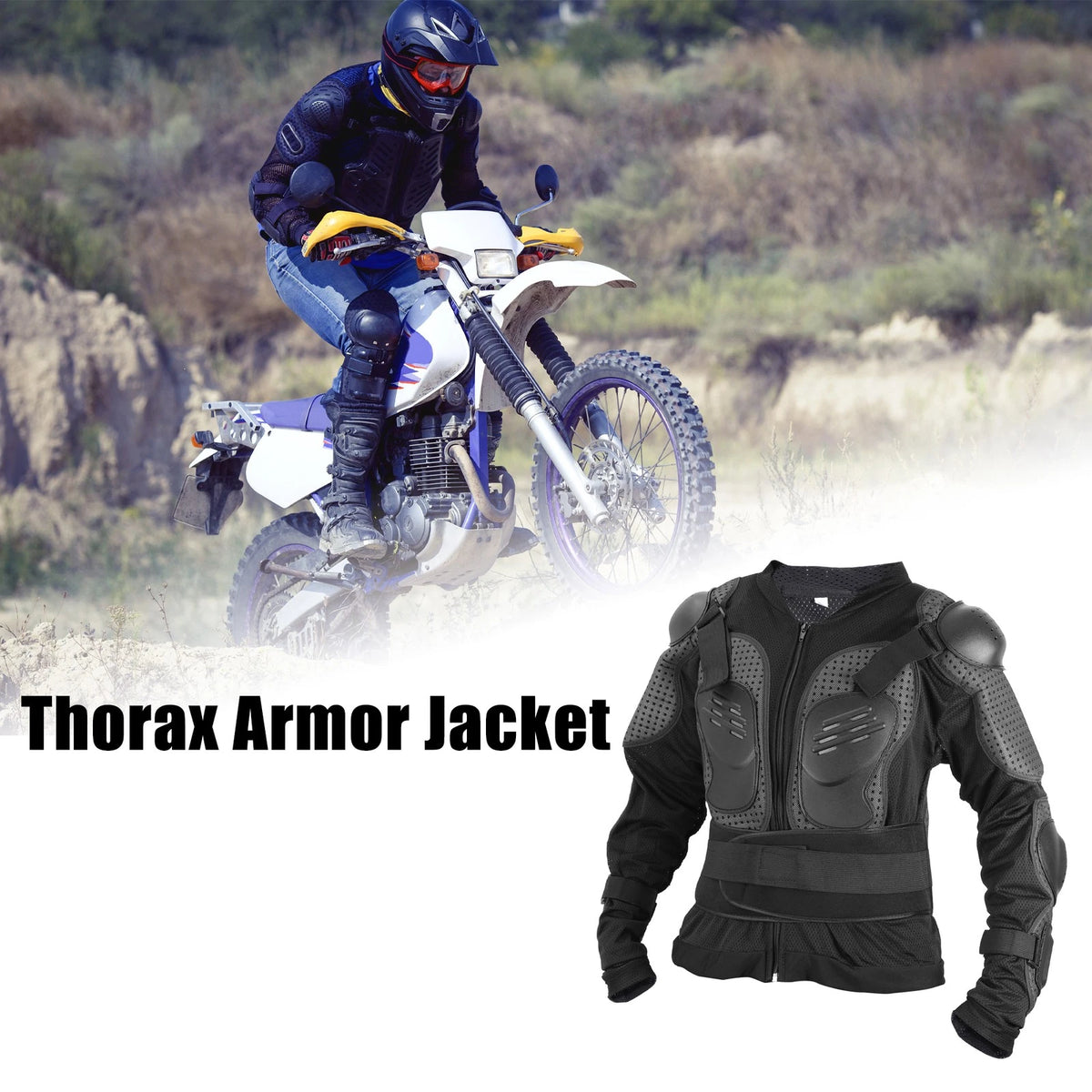 3XL Dirt Bike Riding Protective Gear for Off-Road Motorcycle Riding (Black)