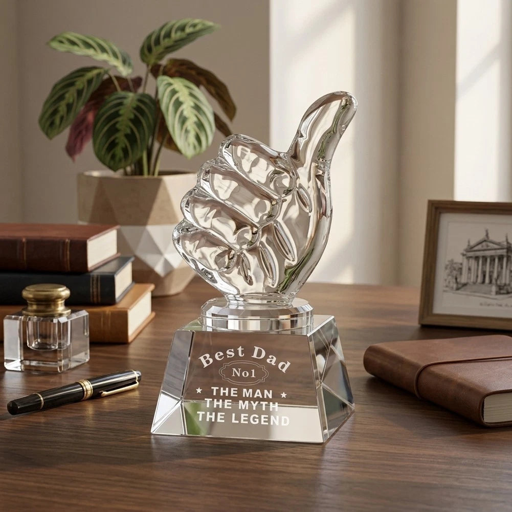 Great Dad Trophy Clear Optical Gemstone Desk Decor 4.8x2.6 Inches