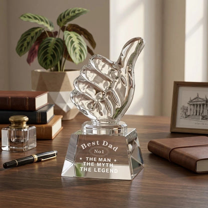 Great Dad Trophy Clear Optical Gemstone Desk Decor 4.8x2.6 Inches