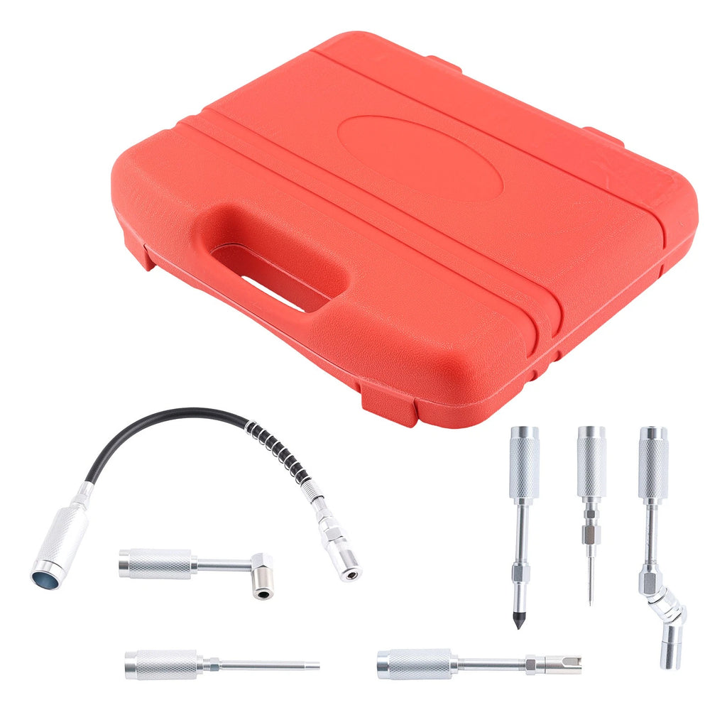 7pc Grease Gun Kit with Spring Guard & Adapters for Workshop
