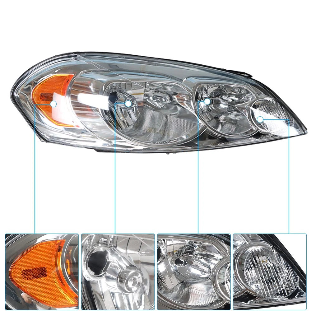 Halogen Headlights for Chevrolet Impala (2006–2013) Driver+Passenger Side