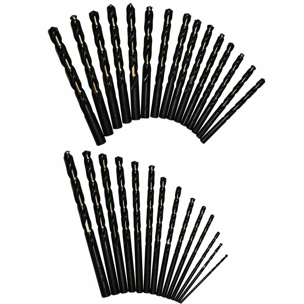 Set of 2 Drill America KFD29JPC 1/16" - 1/2" High Speed Steel Bits
