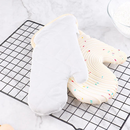 Heat Resistant Silicone Oven Mitts Set of 2 - Thickened White