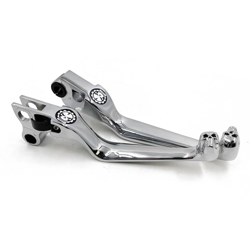 Chrome Smooth Skull Wide Blade Levers for Harley XL/Dyna/Softail (1996–2014)
