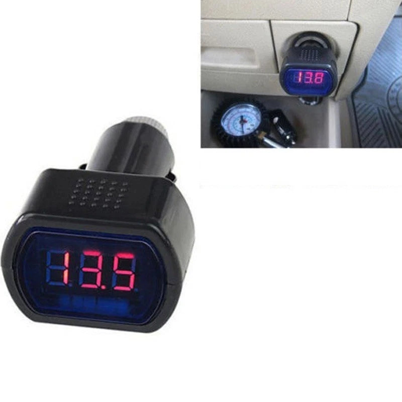 12V/24V Car Volt Meter with Digital Red LED Display for Universal Vehicles
