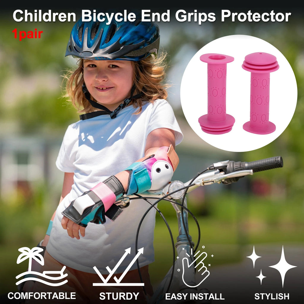 Child Bike Handlebar Grip Cover 105mm Soft MTB End Grips Protector Pink