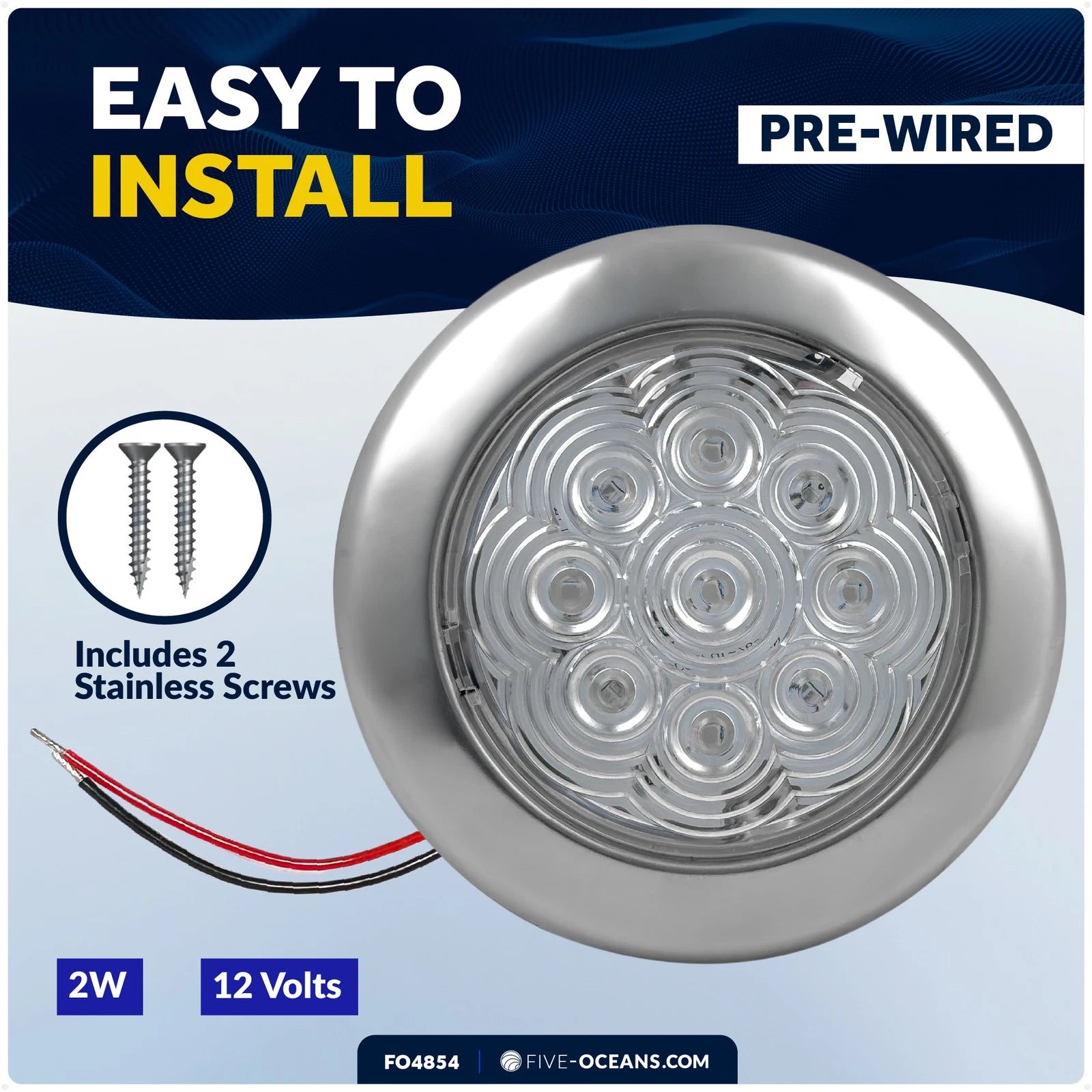LED Interior Dome Ceiling Light for Universal Use (12V)