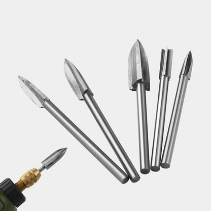 Rotary Tool Carving Drill Bits Set of 5 with 3mm Shank for DIY Crafting