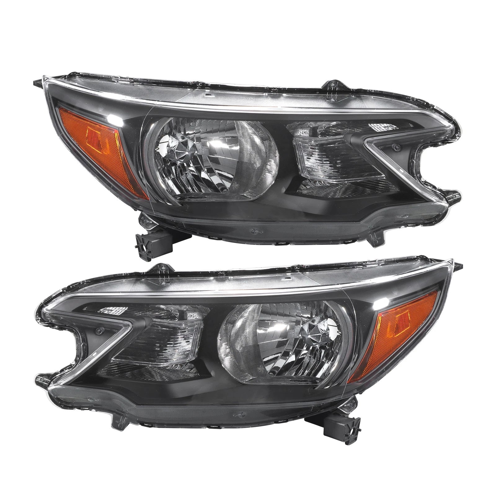 Halogen Headlight Assembly for Honda CR-V (2012–2014) Passenger + Driver Side Black